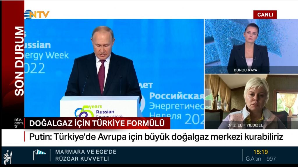 Öğle Bülteni NTV Burcu Kaya`ya Putin`nin Türkiye`nin Enerji Merkezi olması 12.10.2022